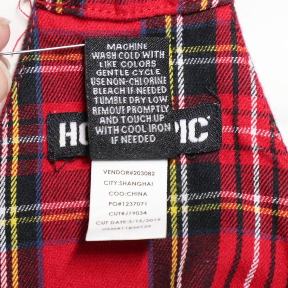 Hot Topic Size S Skirtall Front O-ring Zipper Overall Dress Plaid Red - Picture 12 of 12